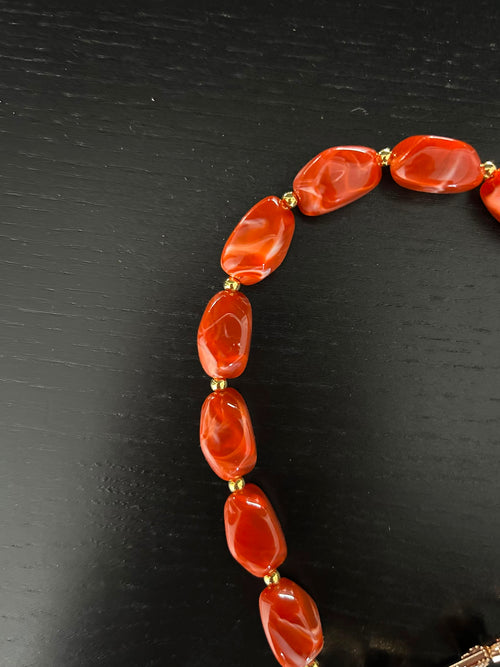 Beaded Phone Charm - Rood & Goud
