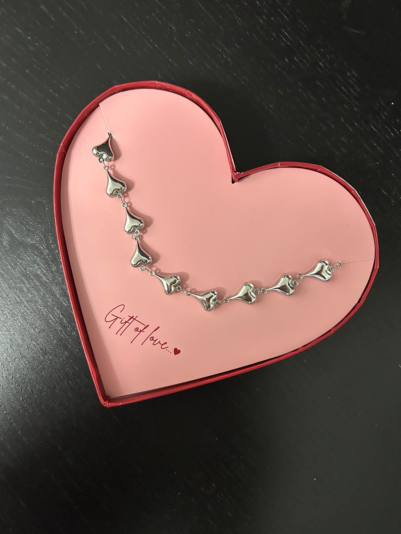 Puffy Hearts Ketting - Roestvrij Staal