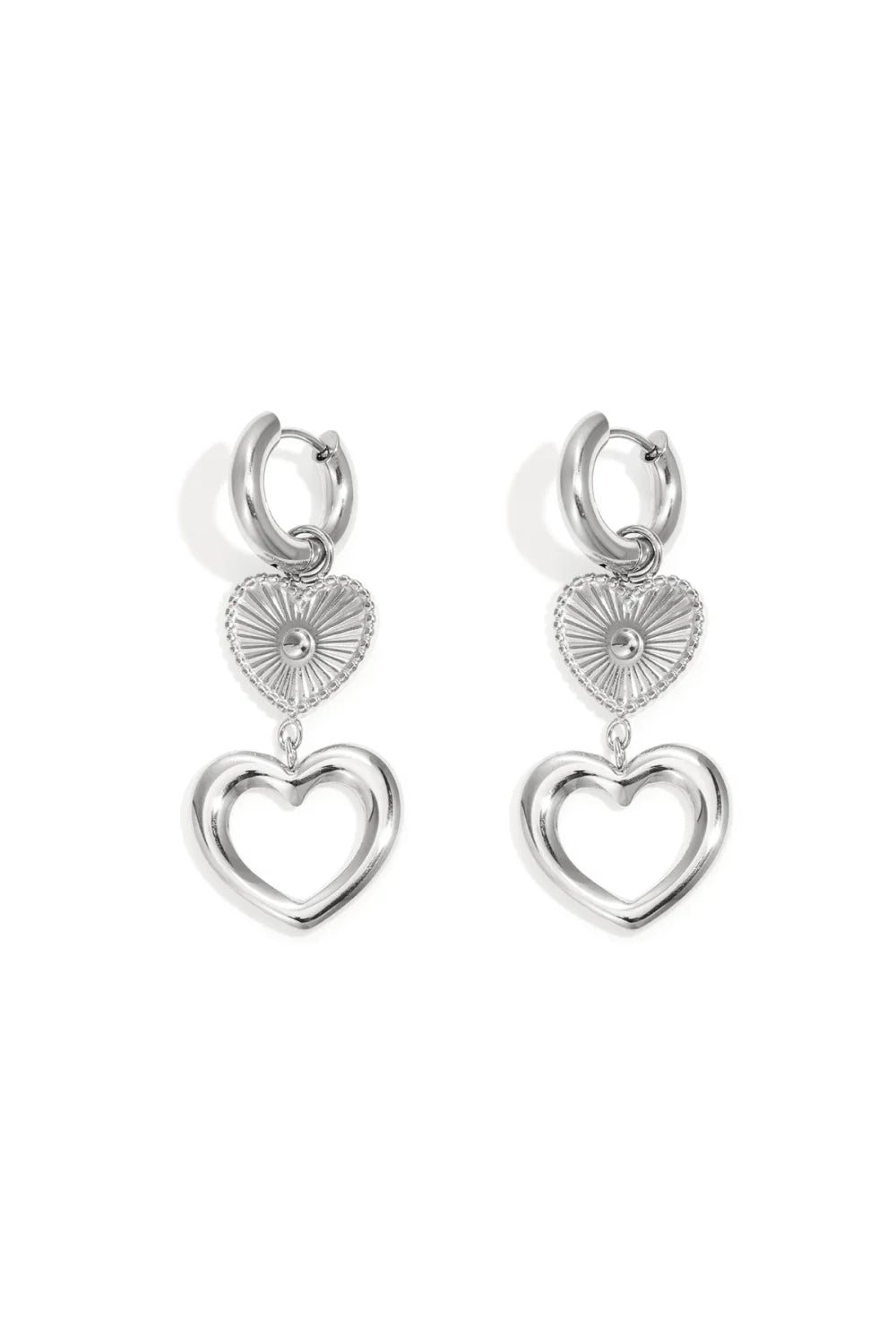 Double Heart Oorbellen - Roestvrij Staal