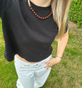 Dark Brown Beaded Necklace – 12 mm