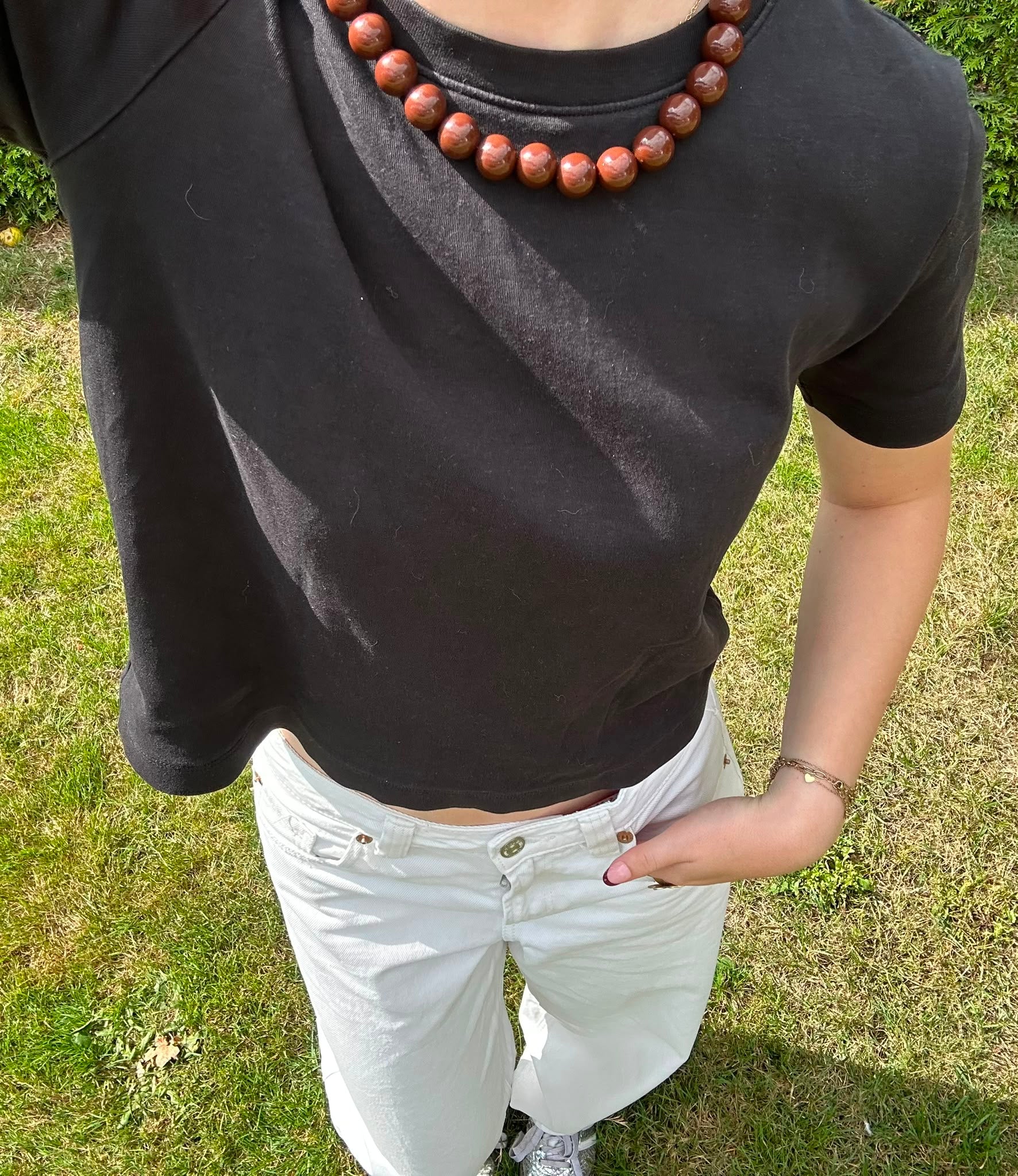Brown Beaded Necklace – 15 mm
