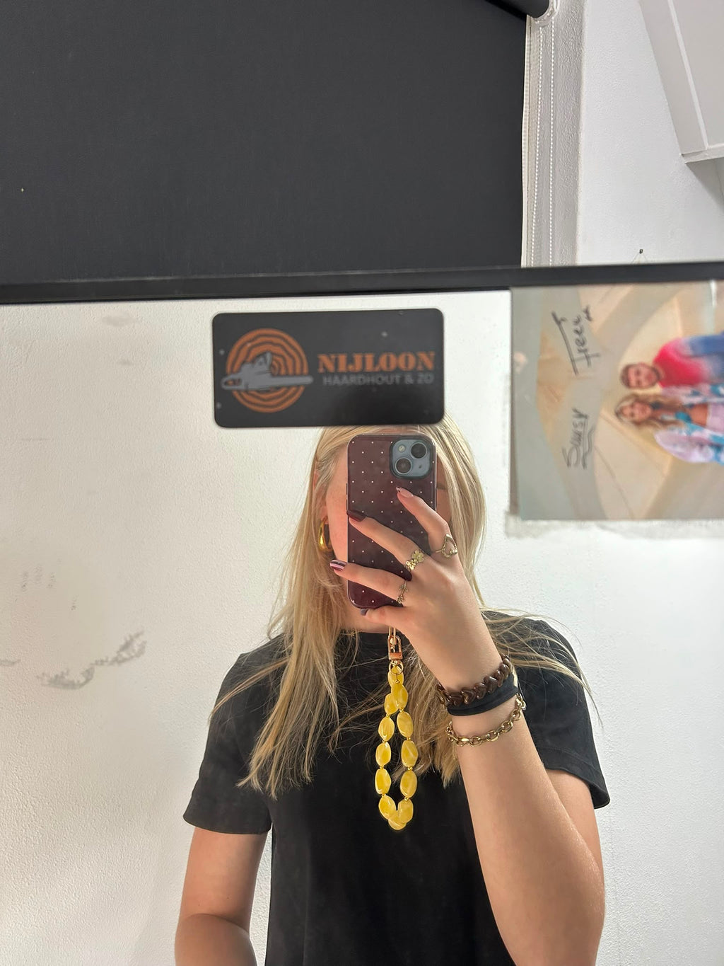 Yellow Beaded Phone Strap