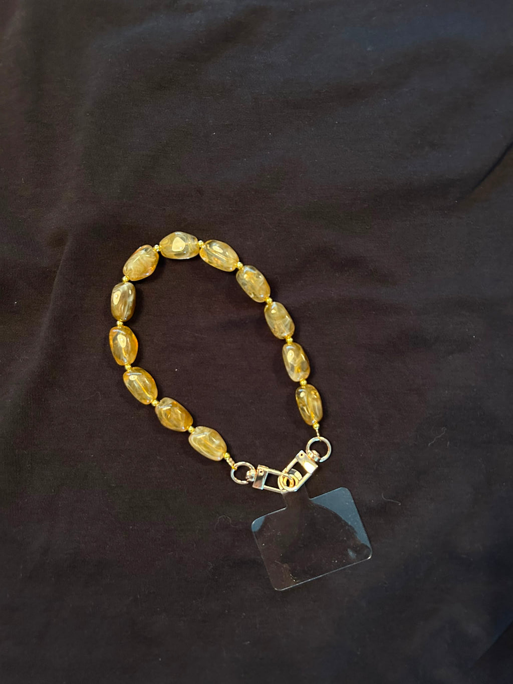 Yellow Beaded Phone Strap