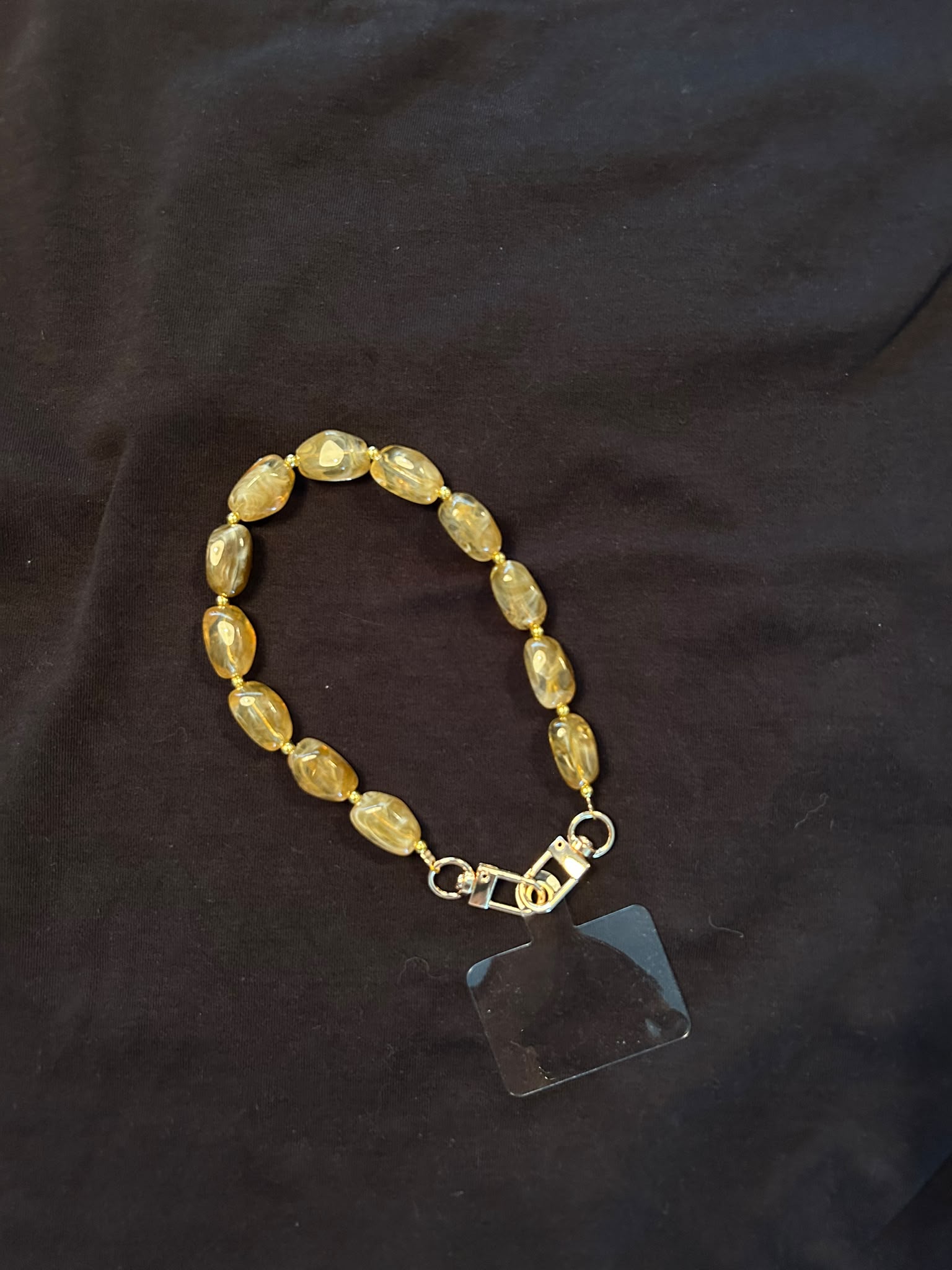 Yellow Beaded Phone Strap