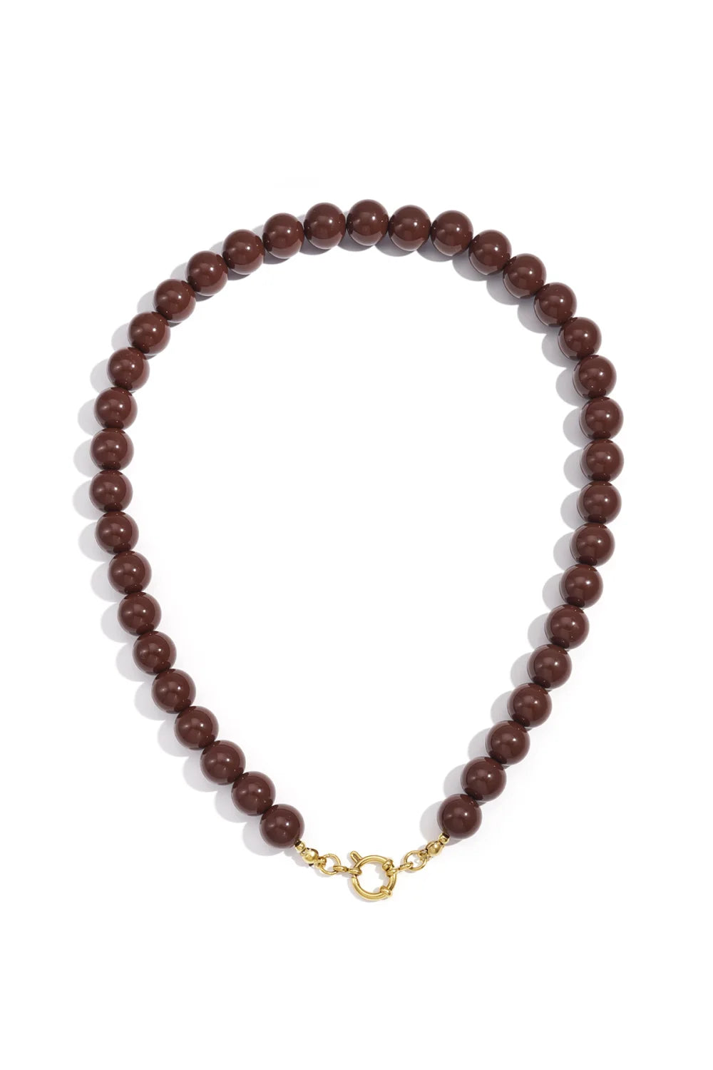 Dark Brown Beaded Necklace – 12 mm