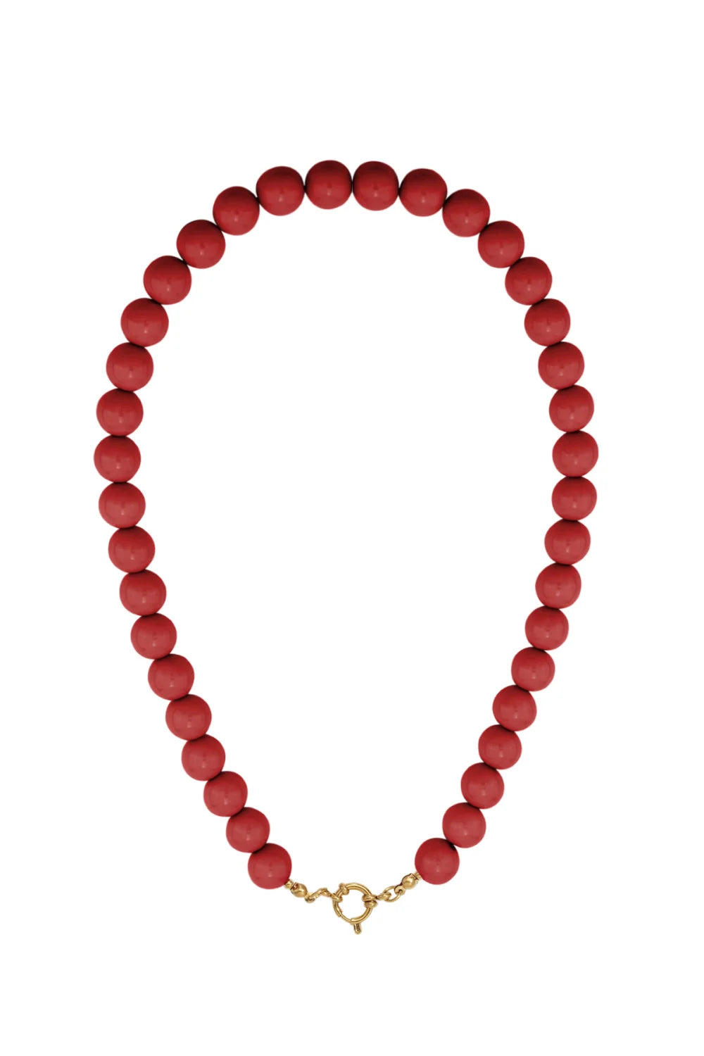 Ruby Red Beaded Necklace – 12 mm